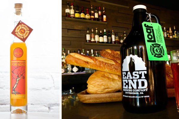 A bottle of Foraged pommeau and a growler of Loaf beer